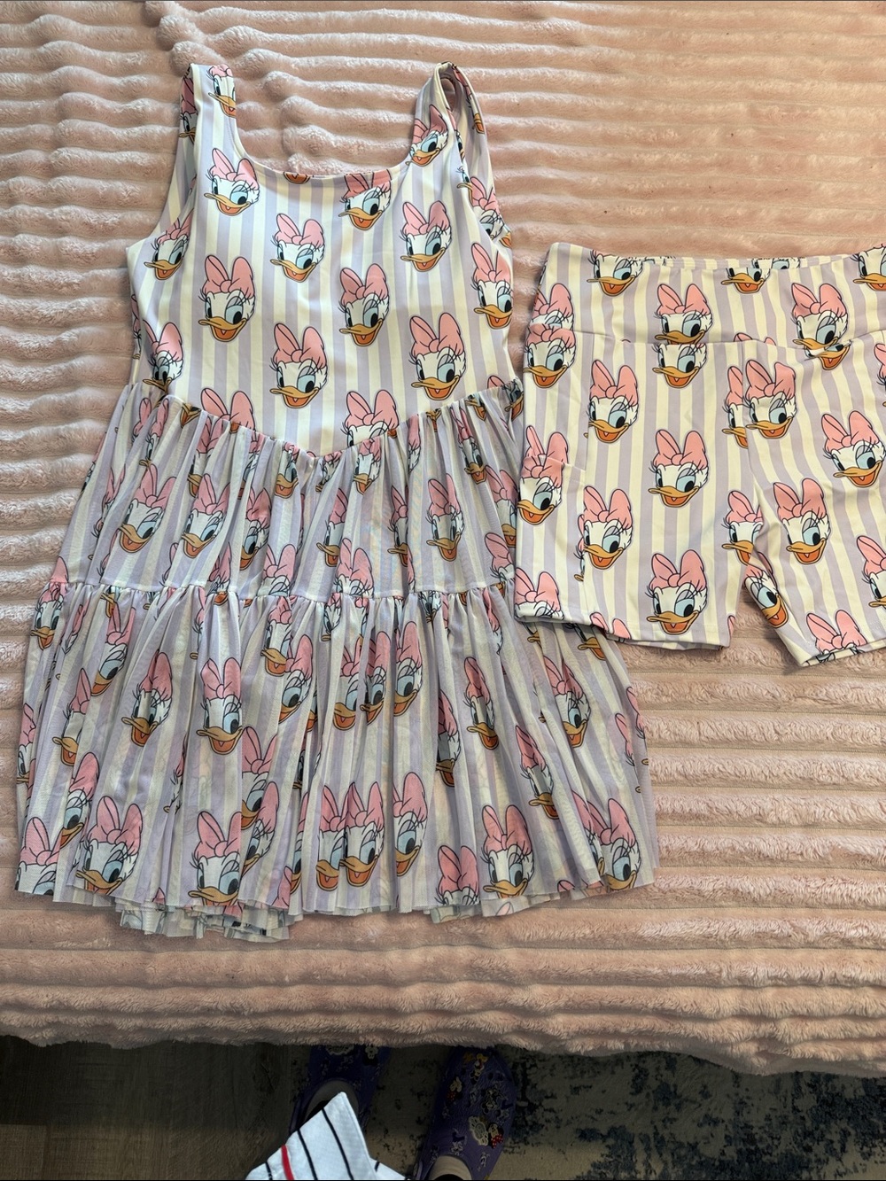 Pink Daisy Duck Dress with Shorts  Set